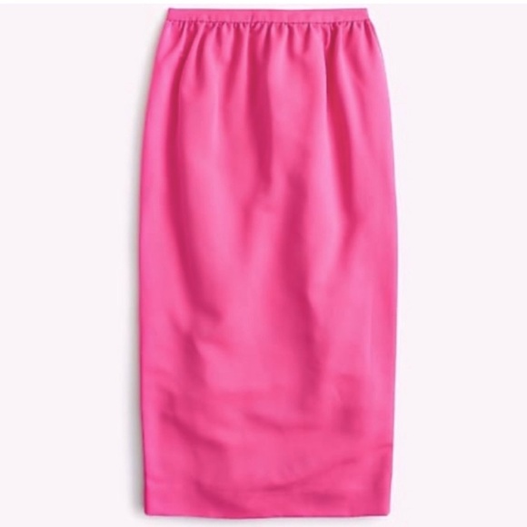 J Crew Long Pencil Skirt in Faille Neon Fuchsia Hot Pink Midi AR740 Size 6 - Picture 8 of 9